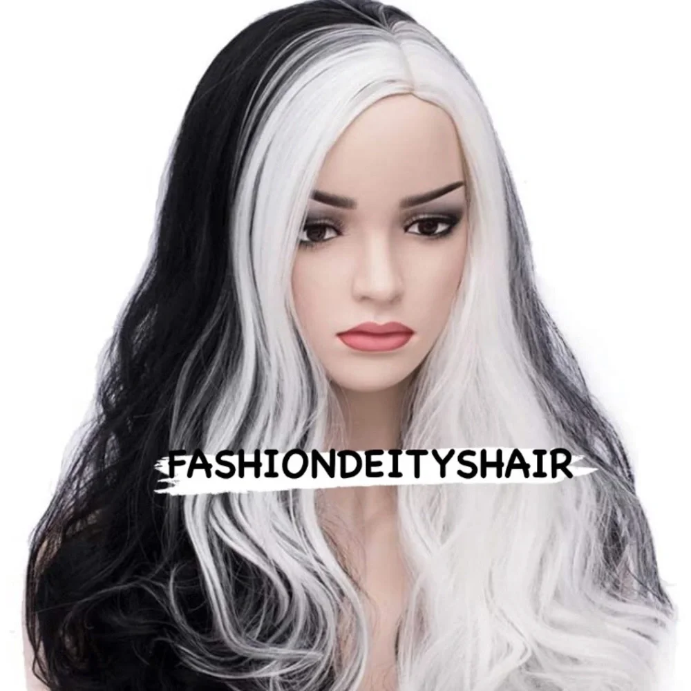 Kris BLACK & WHITE 2 TONE Cosplay full cap wig NEW